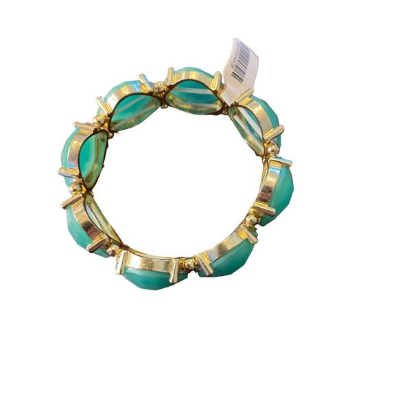 Jewelry Blue seafoam Green Oval stone Stretch Link Bracelet - Picture 2 of 8